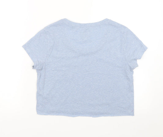 Jack Wills Womens Blue Cropped T-Shirt Size 8 - Cut to length