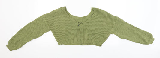 Boohoo Womens Green Pullover Jumper Size M