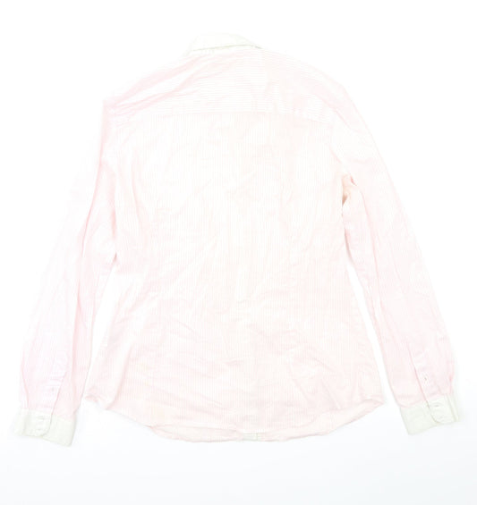 RESERVED Womens Pink Striped Basic Button-Up Size 12
