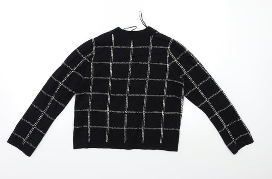 H&M Womens Black Check Pullover Jumper Size M