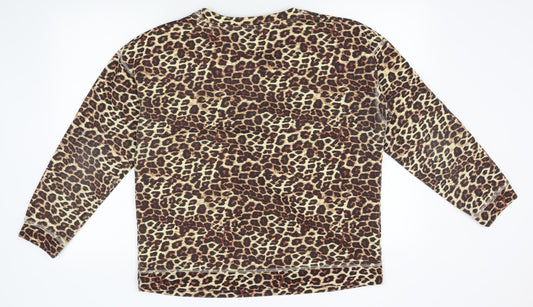 Jean pascale Womens Brown Animal Print Pullover Jumper Size L