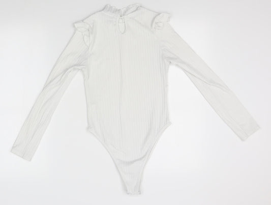 Boohoo Womens White Leotard One-Piece Size S