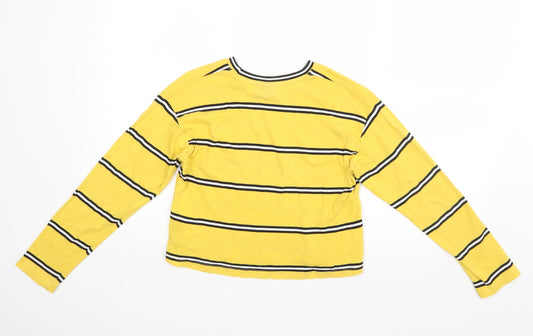 Topshop Womens Yellow Striped T-Shirt Size 6