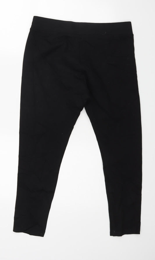 M &Co Womens Black Rayon Trousers Size 14 L20.5 in
