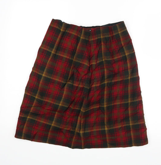 Preworn Womens Red Check A-Line Skirt