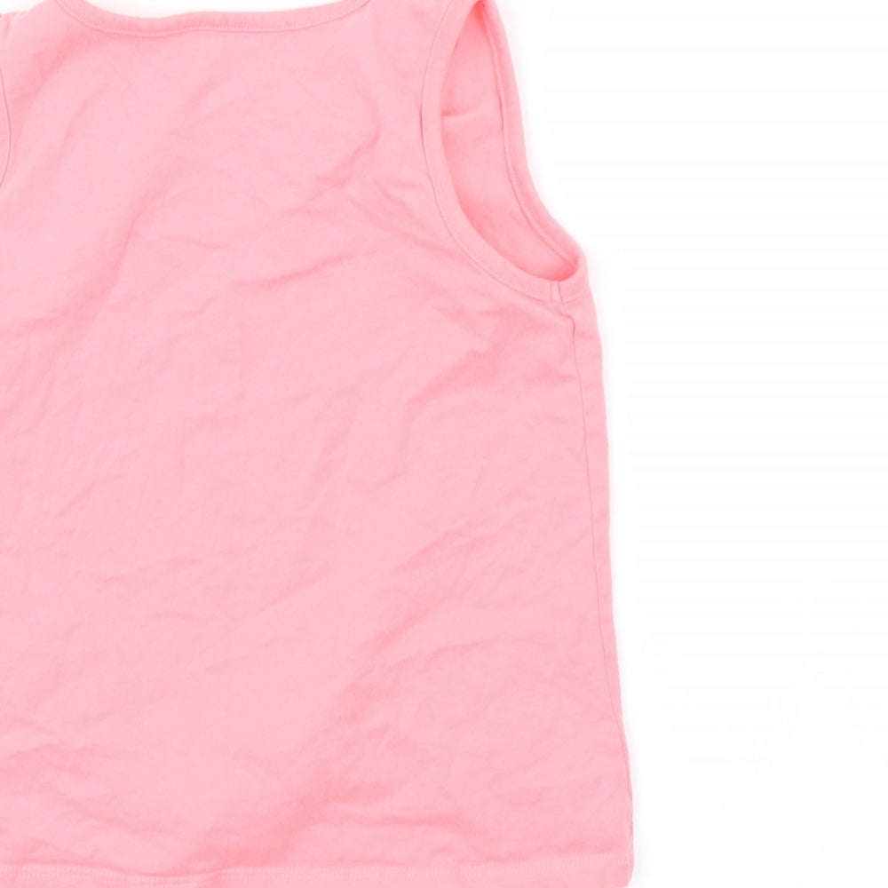 Brand and care label for George girls’ pink camisole t-shirt, size 8-9, years