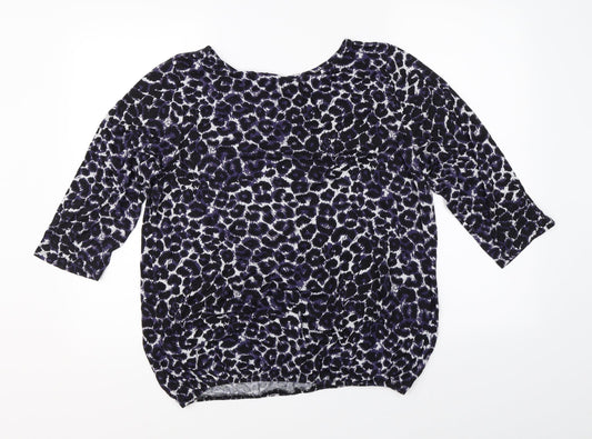 Gerogre Womens Purple Animal Print Basic Blouse Size 18