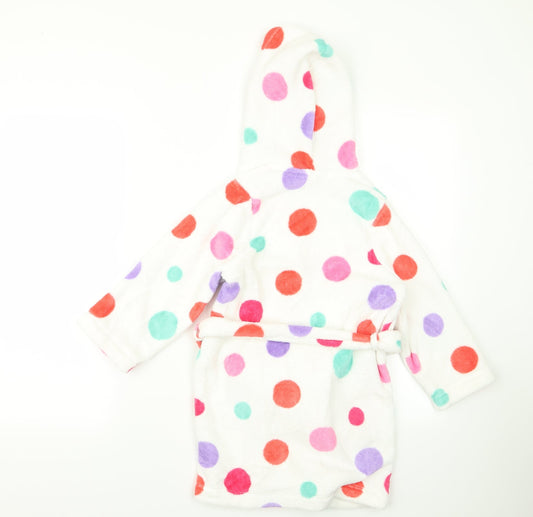 m&s Girls White Polka Dot Rayon Robe Size M