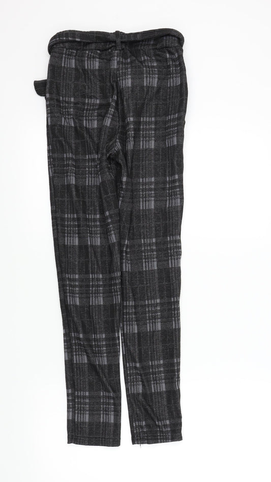 Preworn Womens Black Check Trousers Size S L27 in