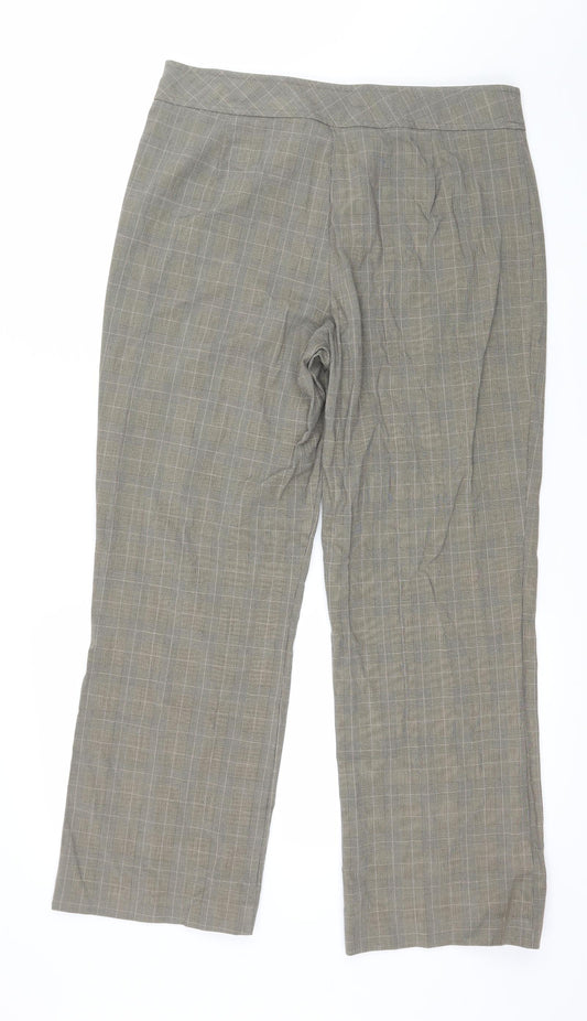 Mia Moda Womens Grey Check Trousers Size 14 L27 in