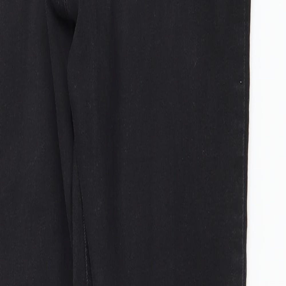 Brand and care label for Denim & Co. women’s black denim skinny jeans, size UK 12, 30-inch leg