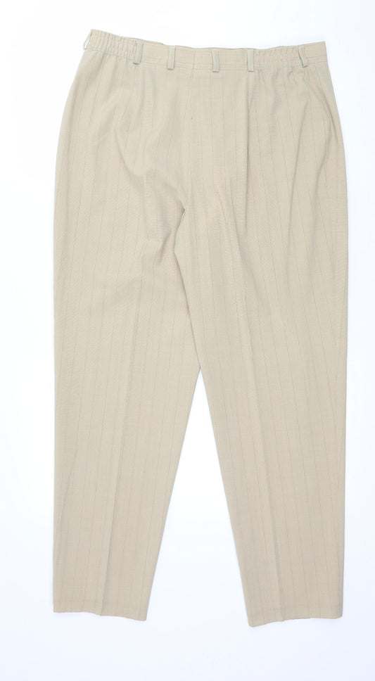 Eugen Klein Womens Beige Striped Trousers Size 34 in L29 in