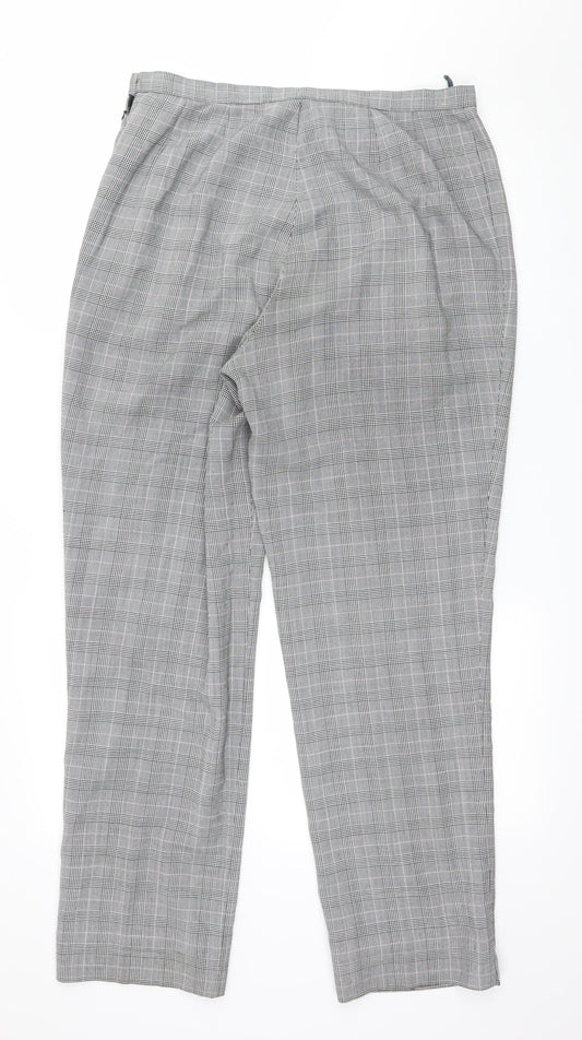 Marks and Spencer Womens Grey Check Trousers Size 14 L29 in