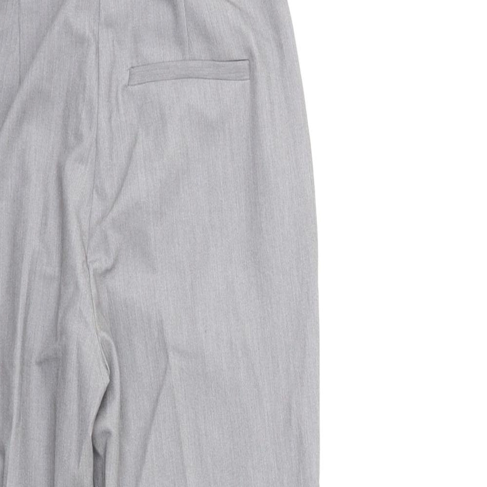 Brand and care label for ASOS women’s grey rayon trousers, size UK 8, 23-inch leg