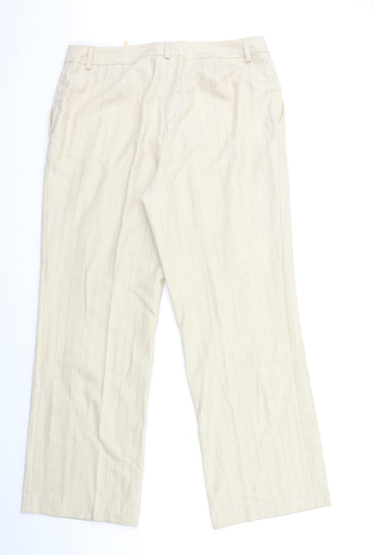 Prestige Womens Beige Striped Trousers Size 18 L31 in
