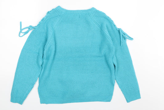 BEYOU Womens Blue Pullover Jumper Size 12