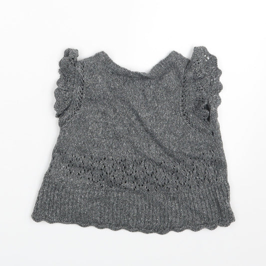 Mayoral Chic Girls Grey Pullover Jumper Size 6-7 Years