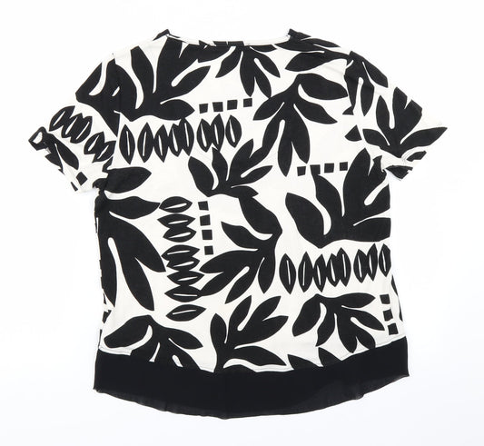 M&S Collection Womens White Floral Basic T-Shirt Size 10