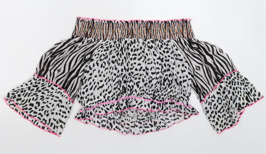 Pure Sport Womens Multicoloured Animal Print Basic Blouse Size L