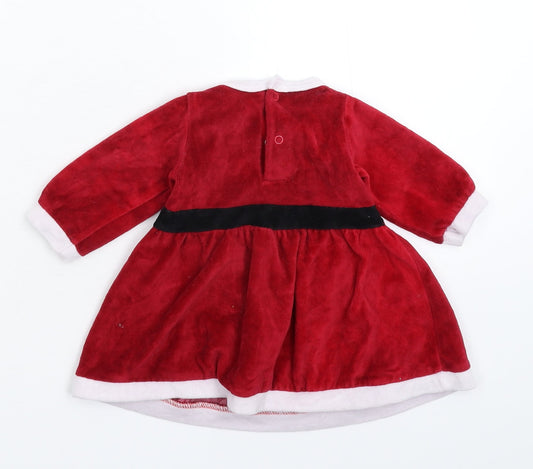 Primark Girls Red Fleece Fit & Flare Size 3-6 Months - Christmas