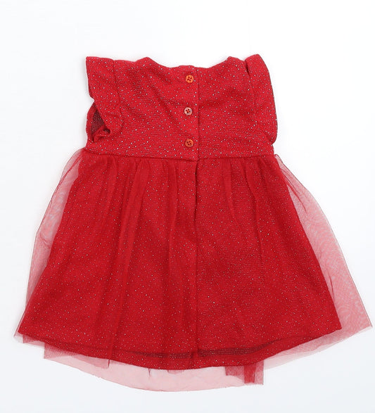 Fred & Flo Girls Red Fit & Flare Size 6-9 Months
