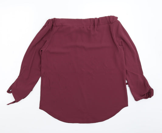 Boohoo Womens Purple Basic Blouse Size 10