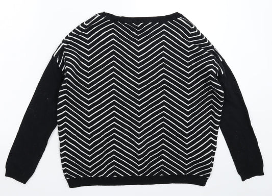 Promod Womens Black Striped Knit Pullover Jumper Size XS - Oversized