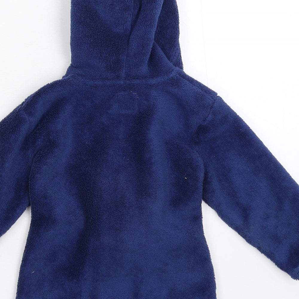 Brand and care label for Early Days Baby Blue Solid Fleece Kimono Robe, size 9-12, Months