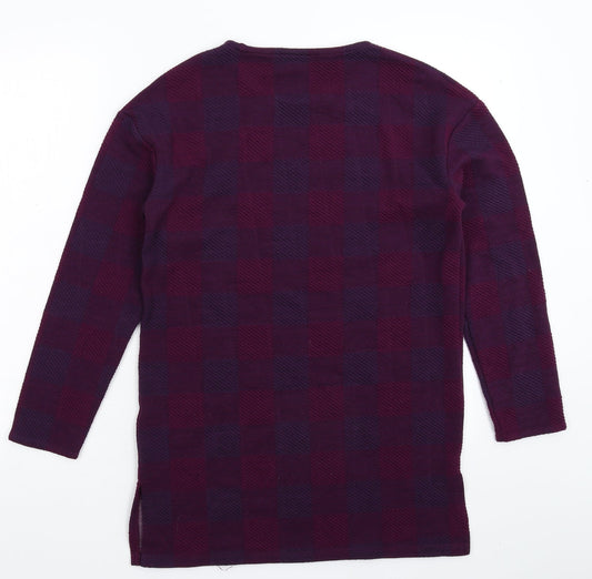 Marks and Spencer Womens Purple Check Pullover Sweatshirt Size M