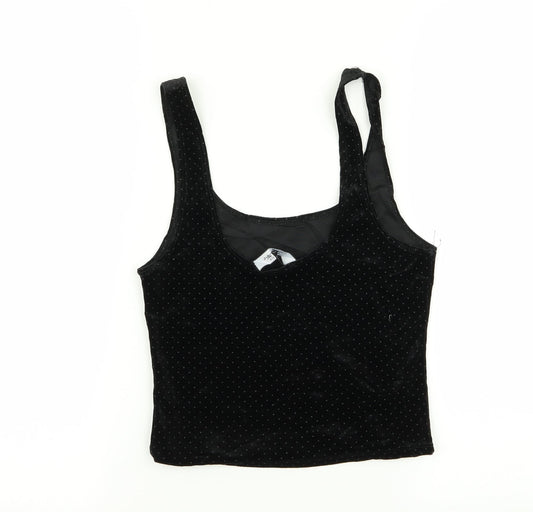 Miss Selfridge Womens Black Polka Dot Basic Tank Size 8 - crop top