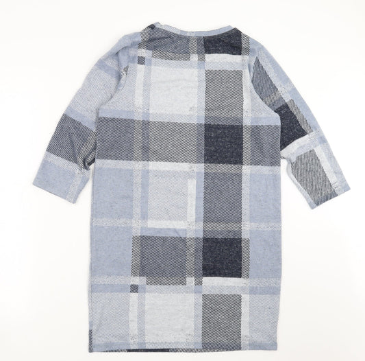 Sainsburys Womens Blue Check Jumper Dress Size 10