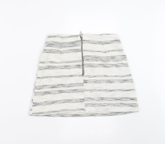 Topshop Womens Ivory Striped A-Line Skirt Size 10