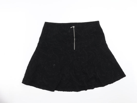 Promod Womens Black Geometric A-Line Skirt Size 32 in
