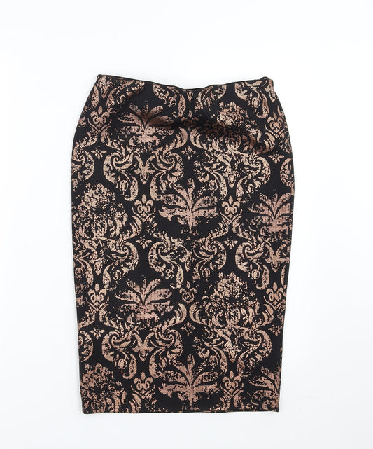 New Look Womens Black Geometric Straight & Pencil Skirt Size 10