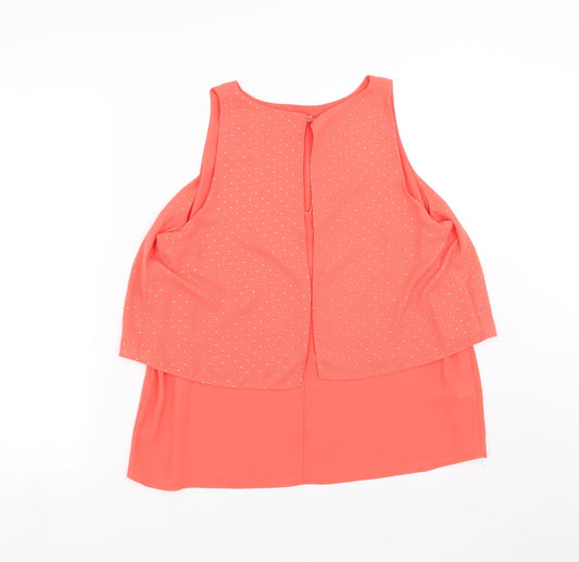 NEXT Womens Orange Basic Blouse Size 14 - studded detail
