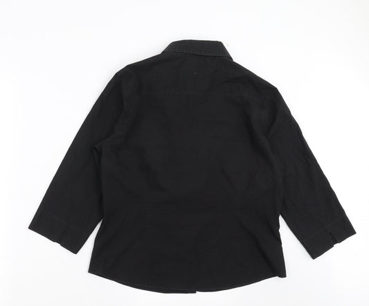 AMARANTO Womens Black Basic Button-Up Size 16