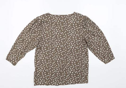 Debenhams Womens Brown Floral Basic T-Shirt Size 10