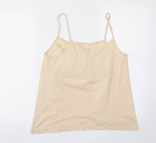 COLLECTION Womens Beige Basic T-Shirt Size 14