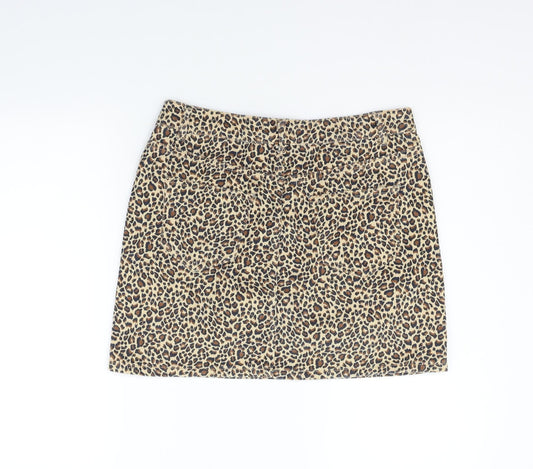 New Look Womens Beige Animal Print A-Line Skirt Size 12