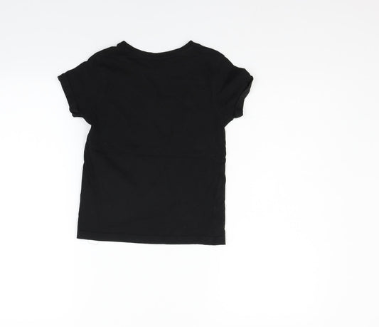 George Girls Black Basic T-Shirt Size 6-7 Years