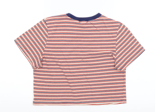 Cooperative Womens White Striped Cropped T-Shirt Size S
