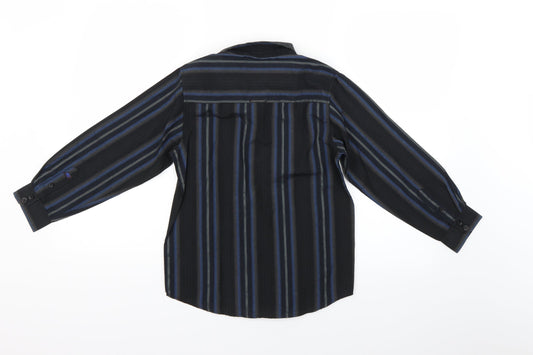 Point Zero Boys Black Striped Basic Button-Up Size 6 Years