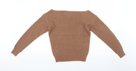 Boohoo Womens Brown Pullover Jumper Size S