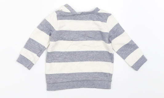 F&F Boys Blue Striped Pullover Jumper Size 3-6 Months