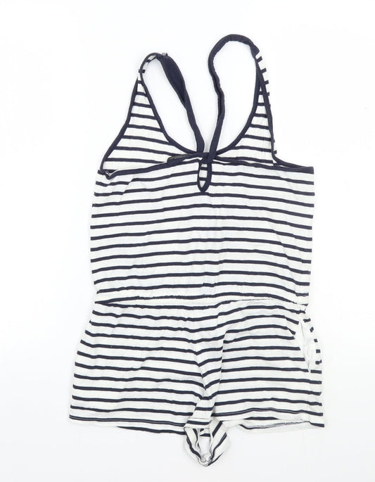 internationale Womens White Striped Playsuit One-Piece Size 8