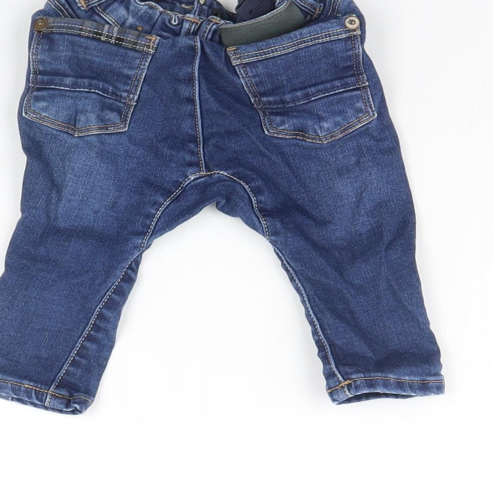 Brand and care label for Zara Baby Blue Denim Capri Trousers, size 3-6, Months
