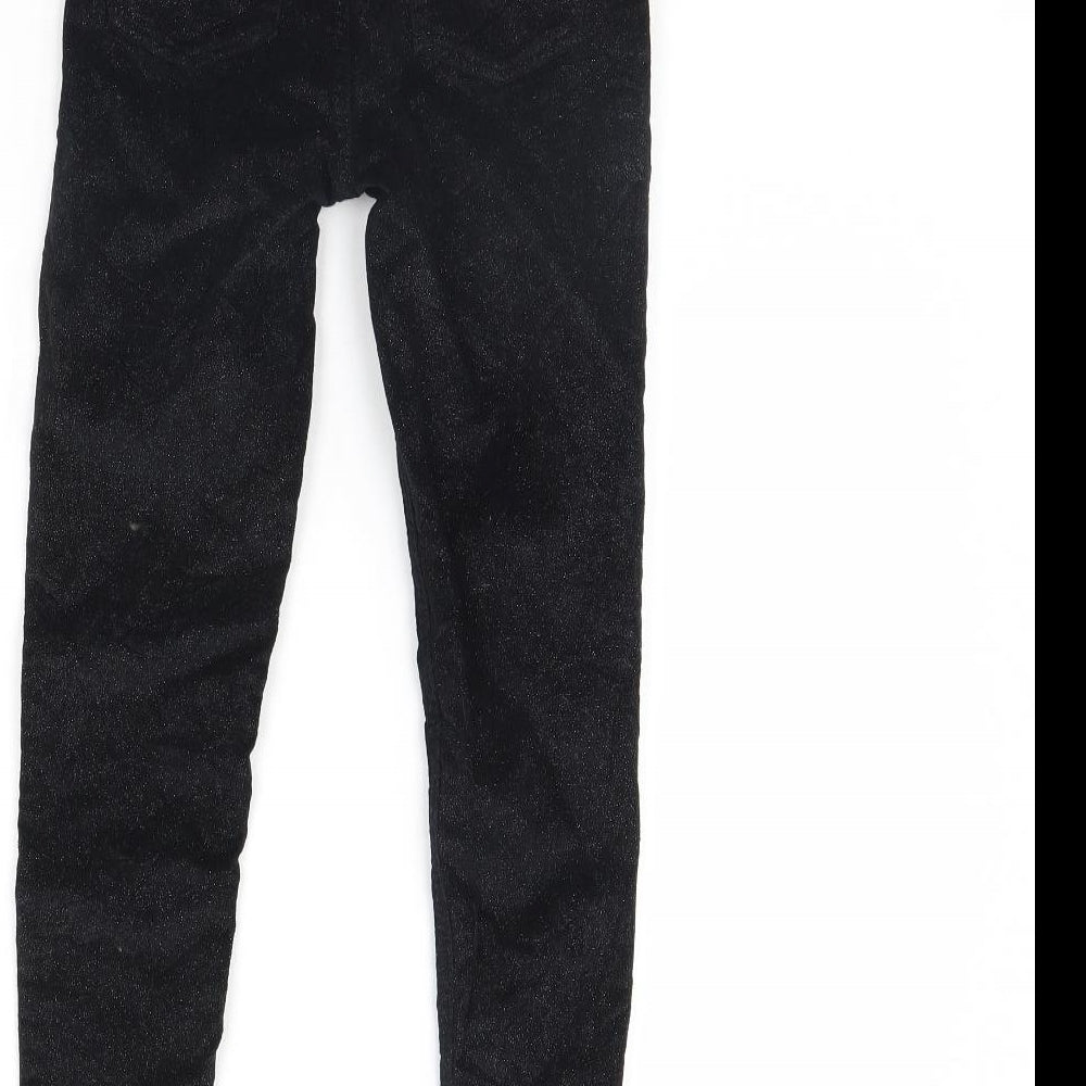 Brand and care label for Denim & Co. girls’ black skinny jeans, size 8, years