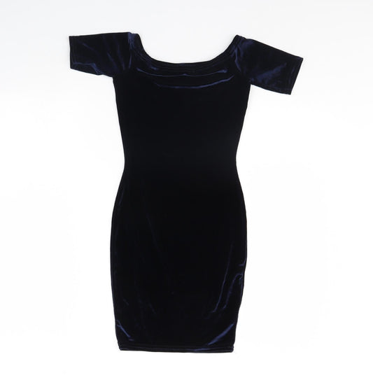 Boohoo Womens Blue Velour Bodycon Size 6