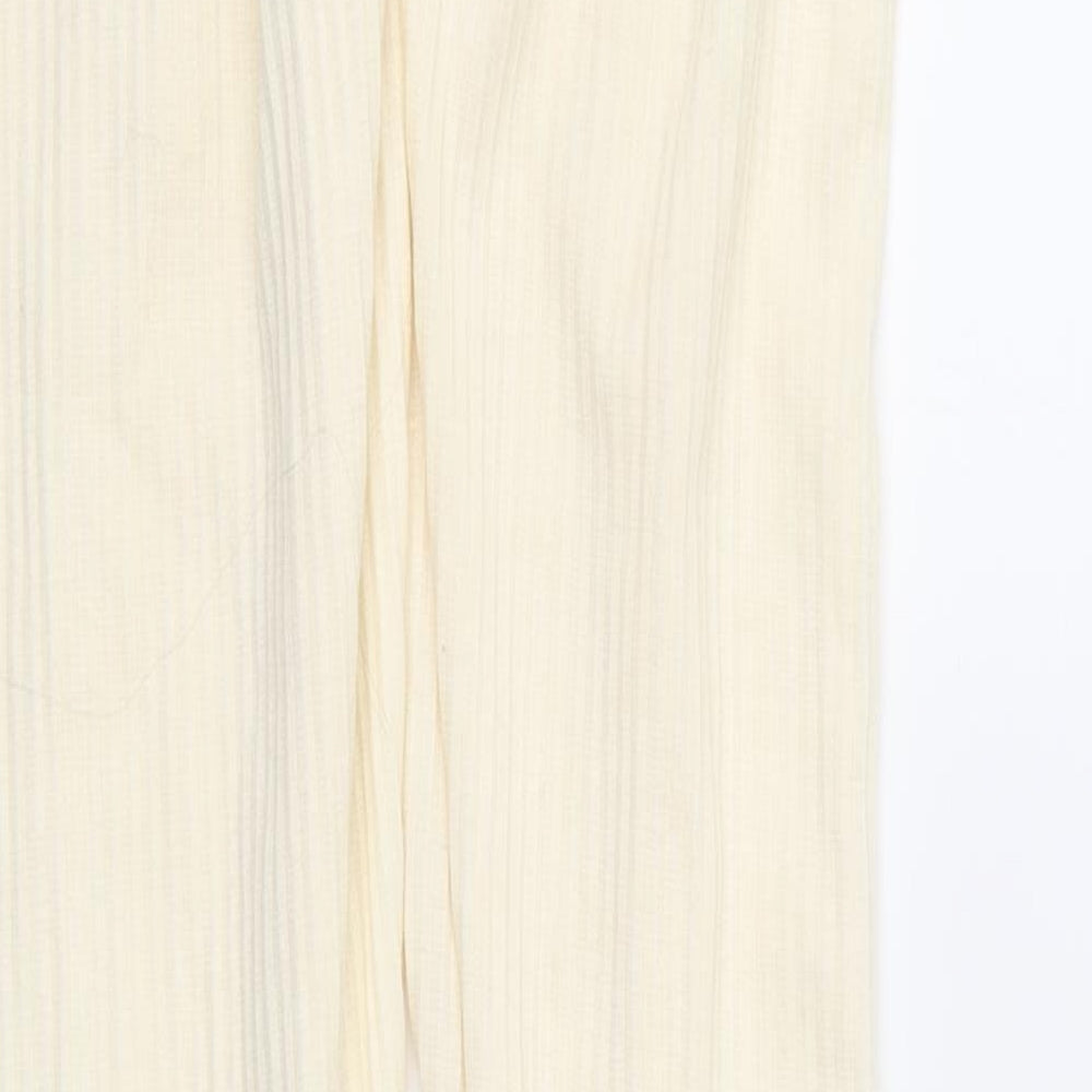 PRETTYLITTLETHING Womens Ivory Trousers Size 6 L31 in