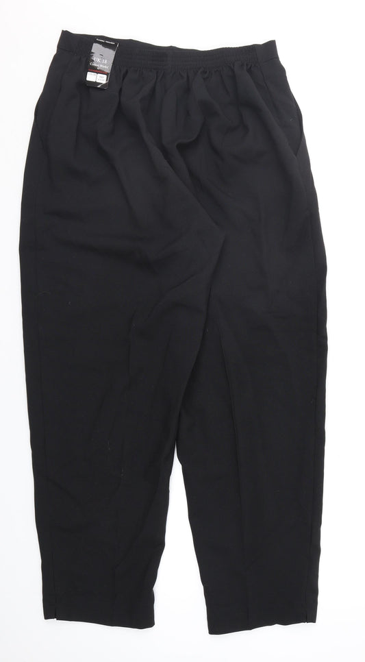 Cotton Works Womens Black Trousers Size 18 L27 in